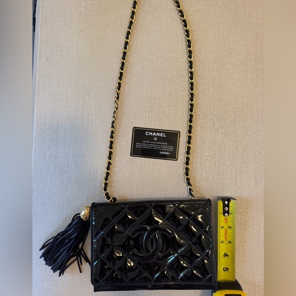 Chanel Vintage Quilted Patent Leather Shoulder Bag with Tassel - Picture 13 of 13